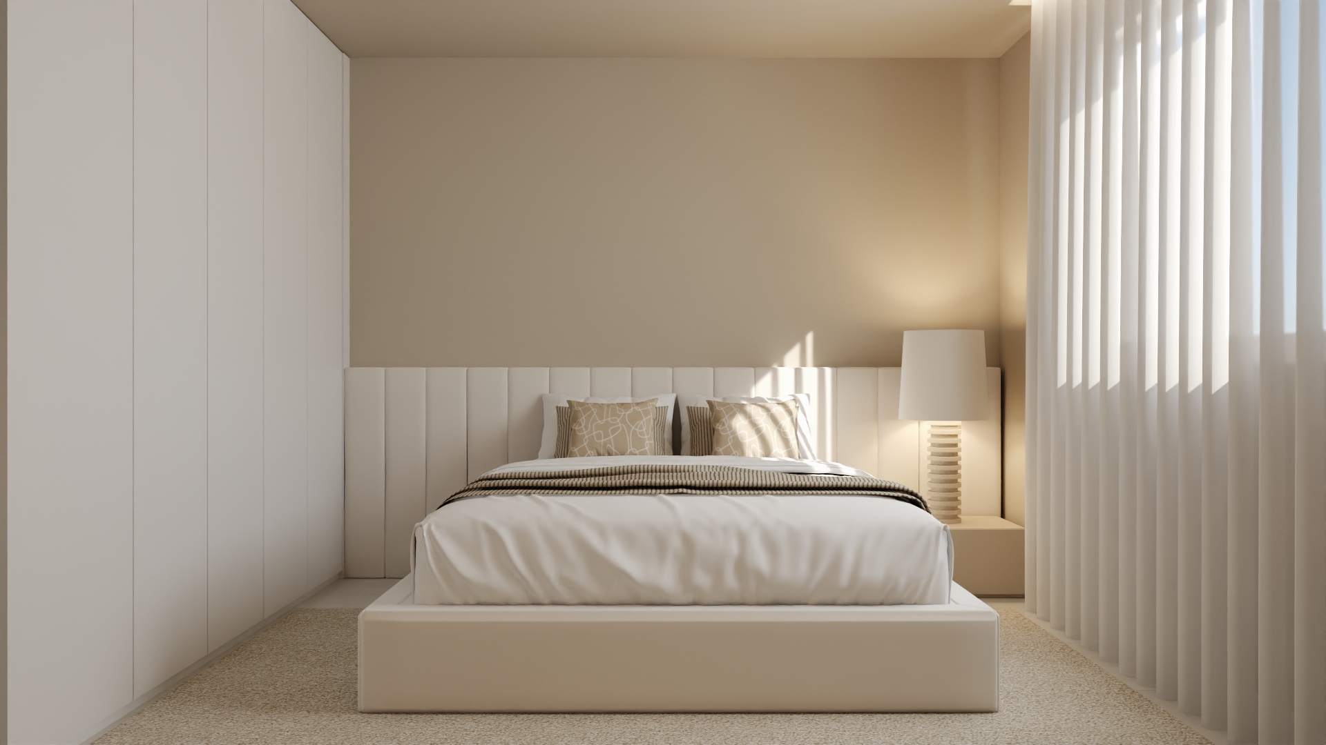 Cama branca com painéis laterais | Interdesign